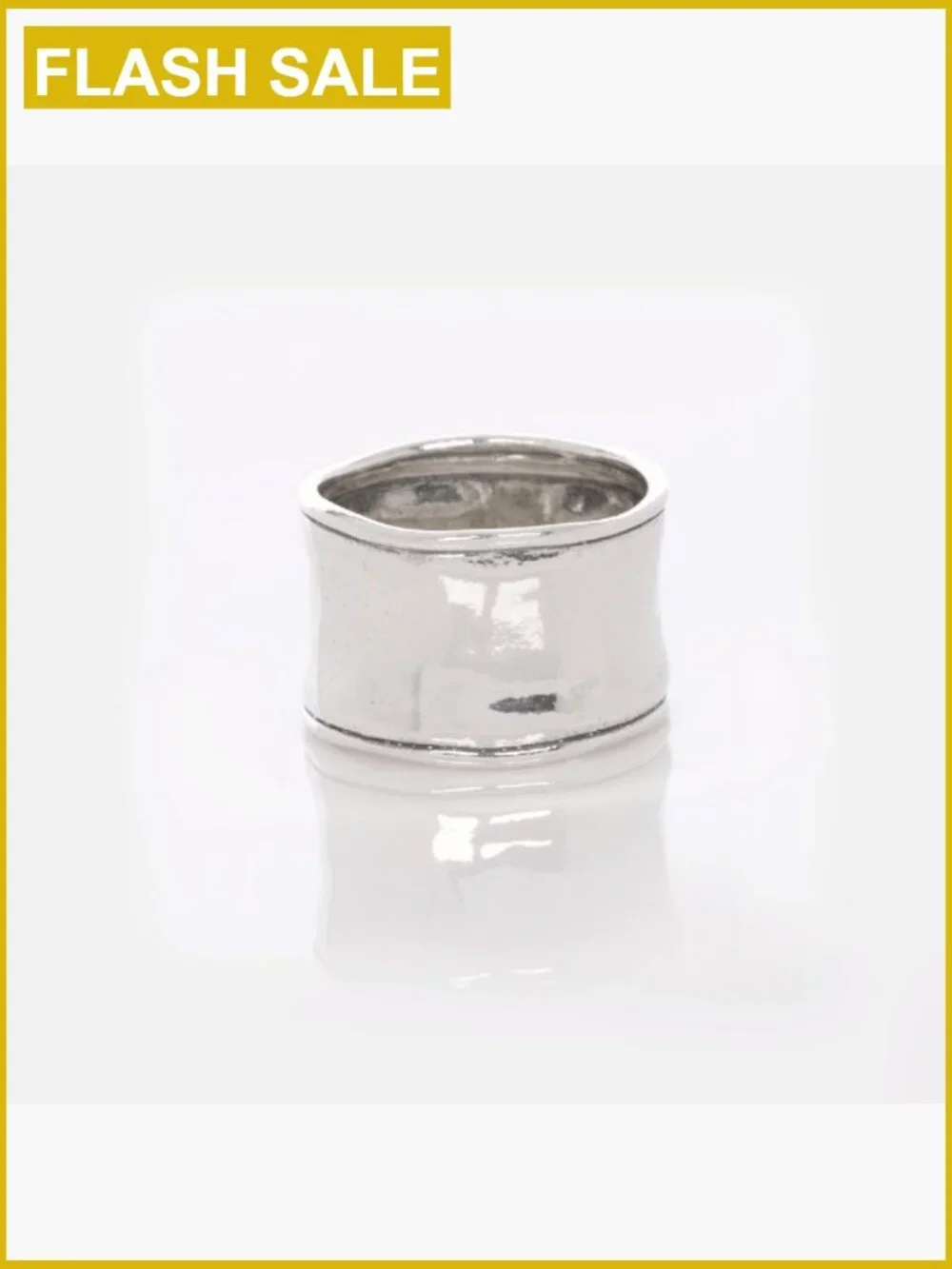 Hammered Cuff Ring - Wide Sterling Silver Band